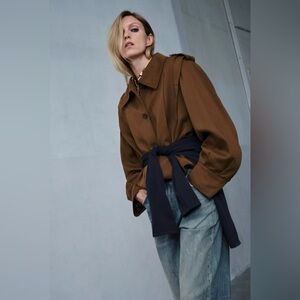 Zara ZW Collaborated Pleated Jacket With Tabs